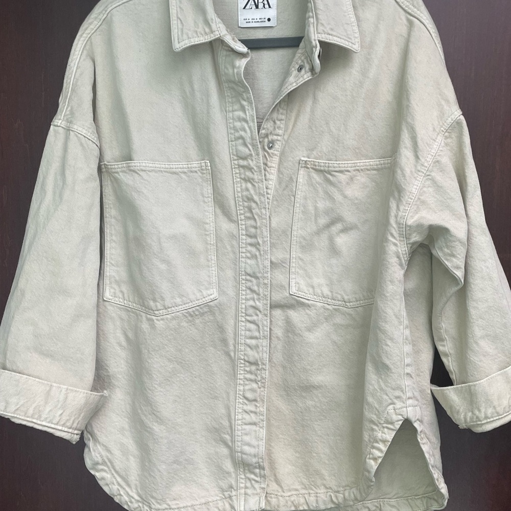 Zara Cream Casual Button Down Shirt